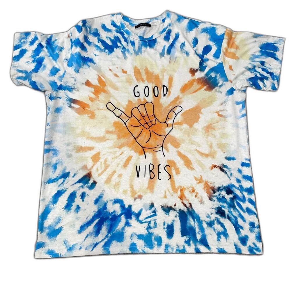 L/XL - Tie-Dye GOOD VIBES short sleeve Shein t-shirt Top - Picture 1 of 2